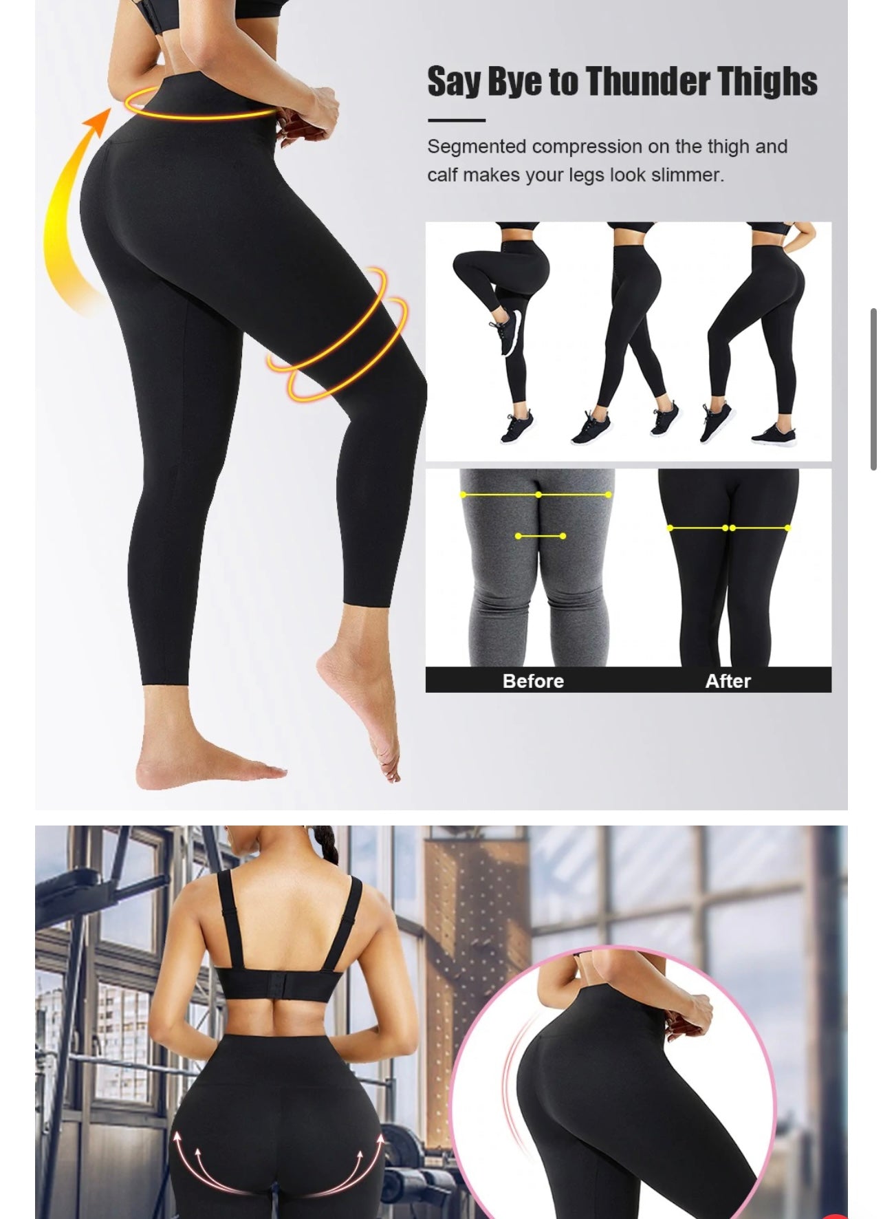 Compression Leggings Total Vision Sculpting Stretchy Tummy